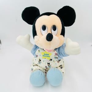 RARE Vintage Applause Baby Mickey Plush Blue Overalls Yellow Star Dundee Print